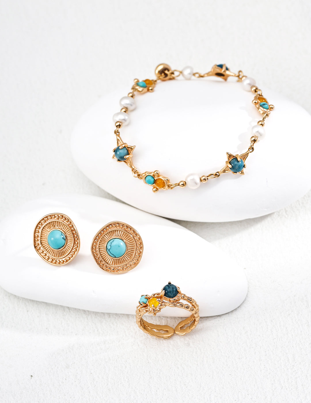 925er Silber-Ohrstecker mit Türkis - Antik-Design