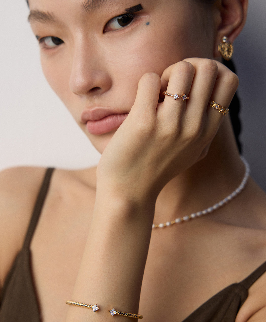S925 Silberring mit Zirkonia – offenes Gitterdesign, verstellbar