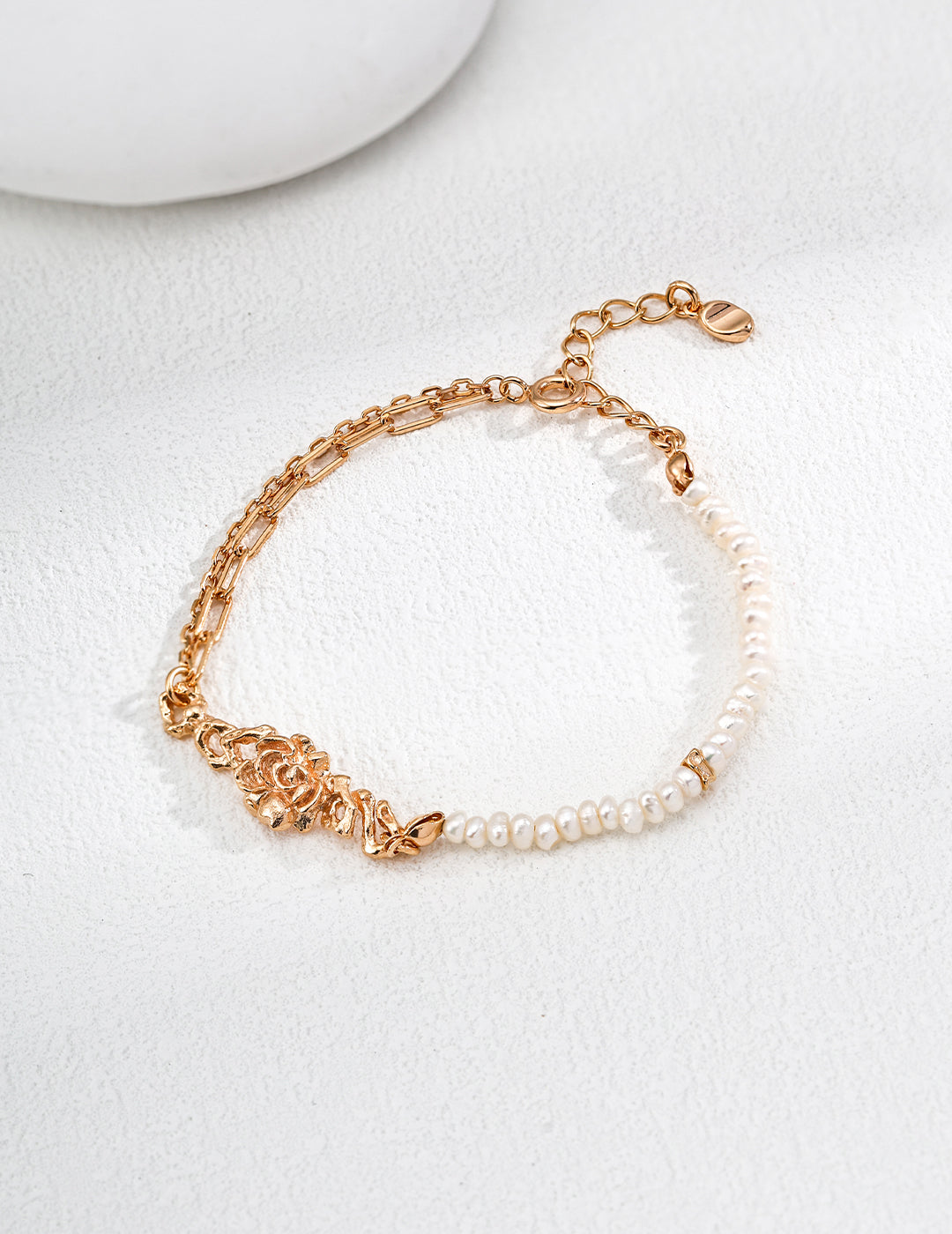 Armband & Halskette mit Naturperlen - 925er Silber, Antik-Gold