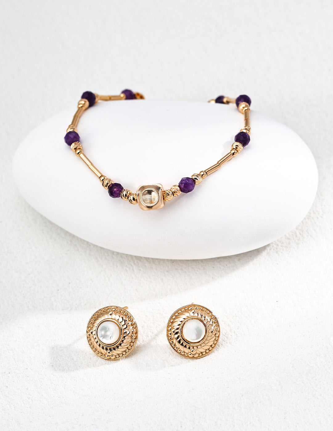 925er Silber-Ohrringe mit echtem Perlmutt im Antik-Design