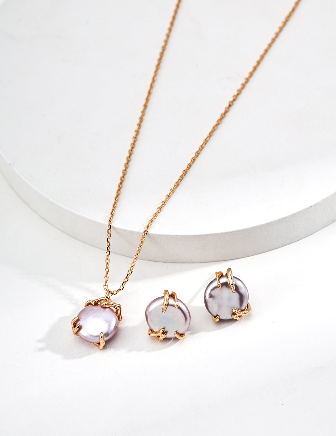 Graue Naturperle - Schmuckset aus 925er Silber