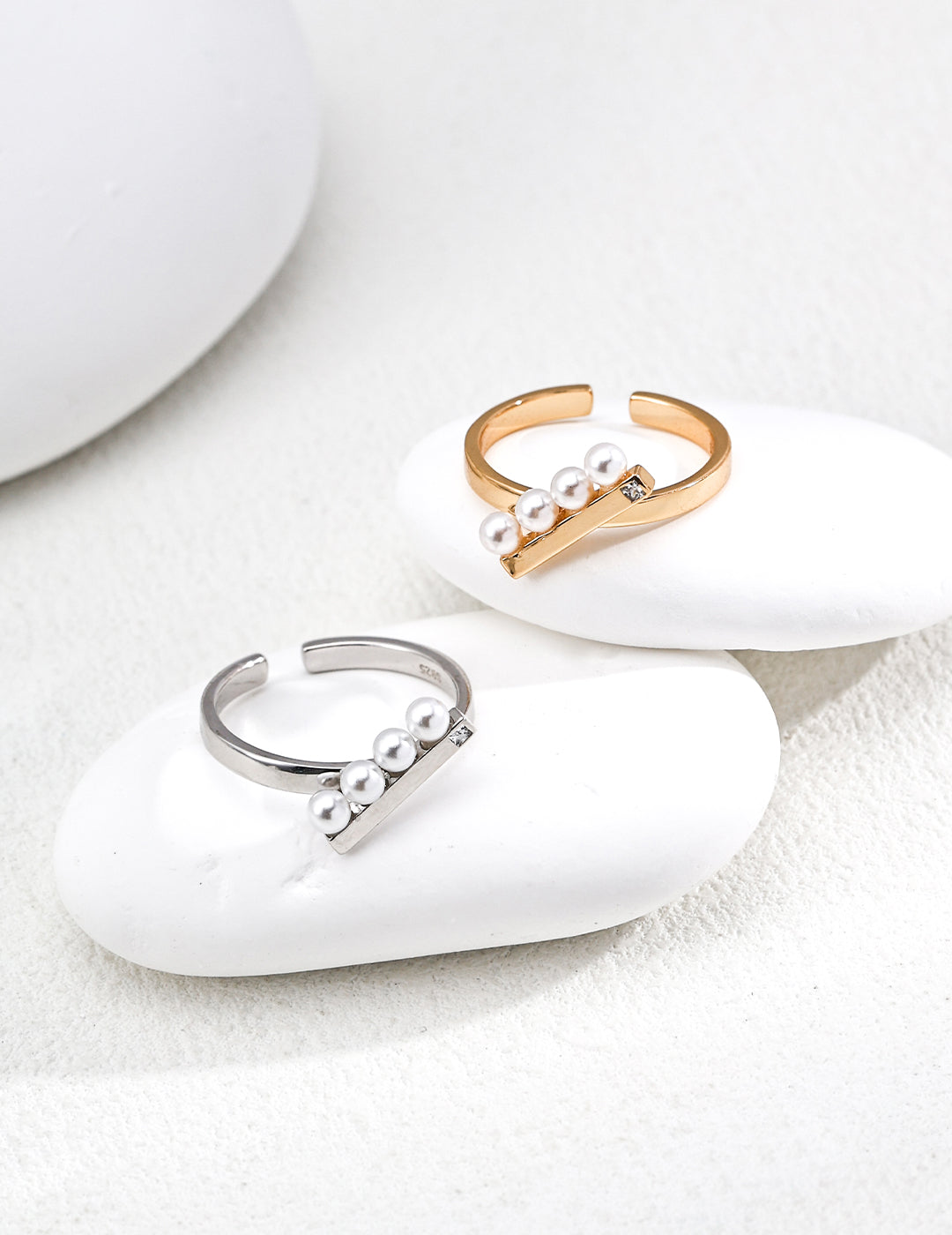 Perlenring - 925er Silber