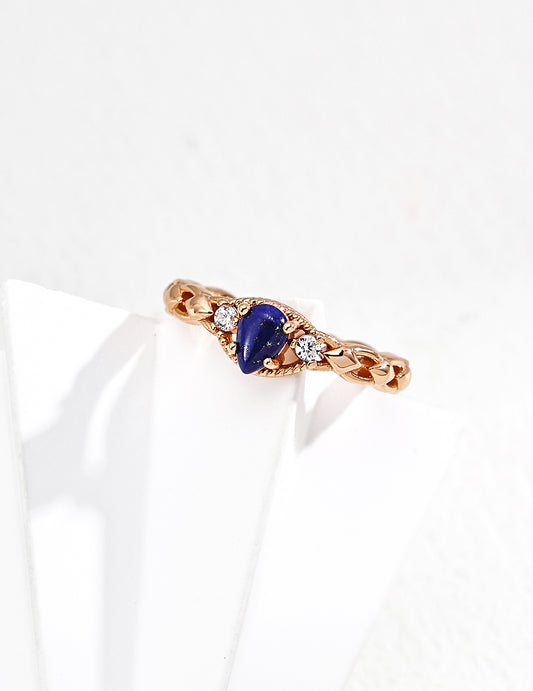 Ring mit Lapislazuli oder Perlmutt-Herz & Zirkonia-Details