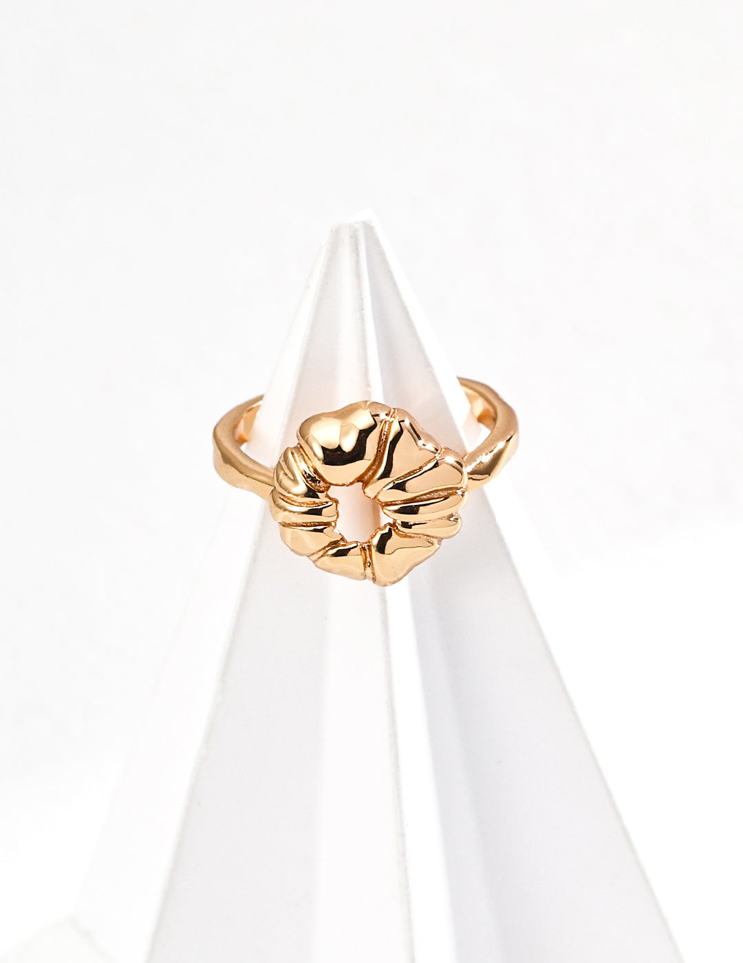 Ring mit organischer-Struktur aus echtem 925er Silber - Vintage Goldoptik