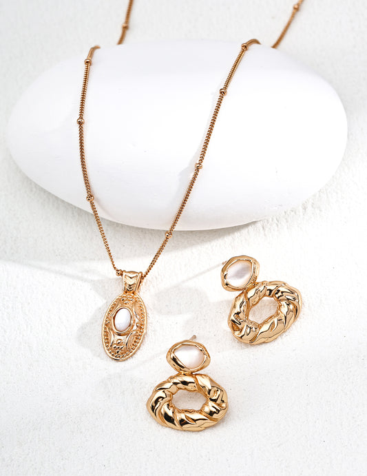 925er Silber-Kette mit echtem Perlmutt im Antik-Design