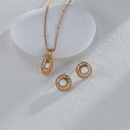 925er Silber-Kette mit echtem Perlmutt im Antik-Design