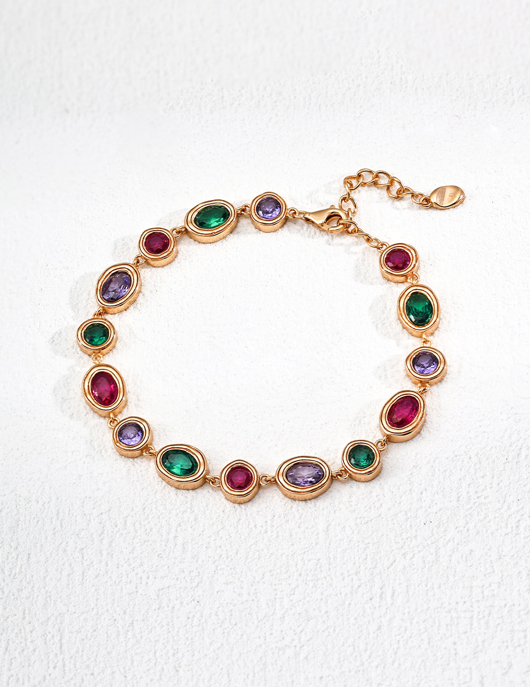 S925 Vintage-Armband mit mehrfarbigen Ziersteinen