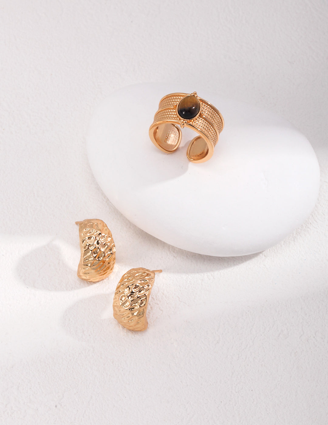 S925 Tigerauge-Ring mit Strukturband