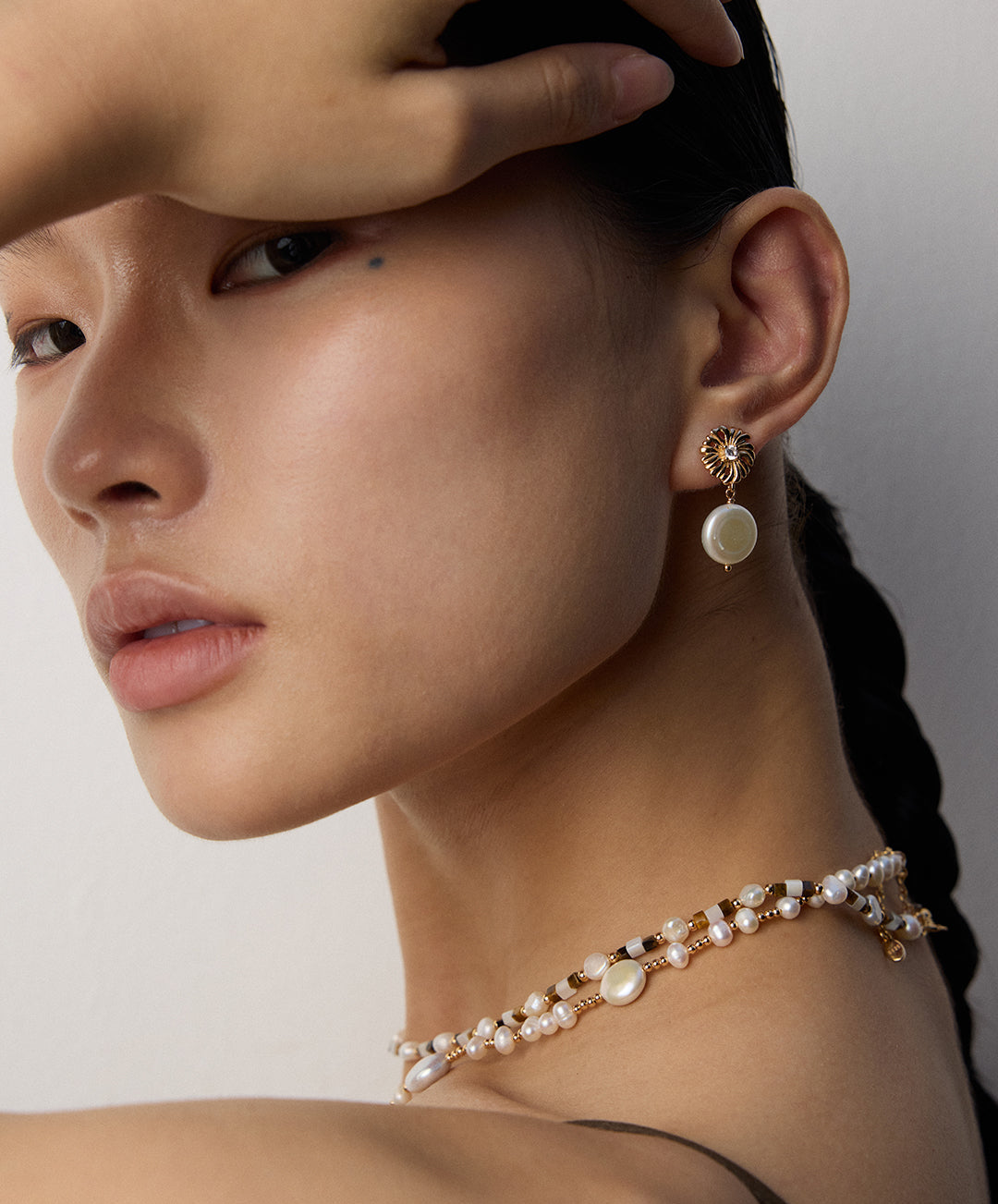 S925 Naturperle Drop Earrings – Florale Edition