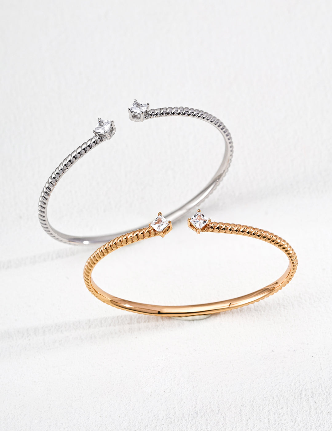 S925 Schmuckset mit gedrehter Seilstruktur & Zirkonia