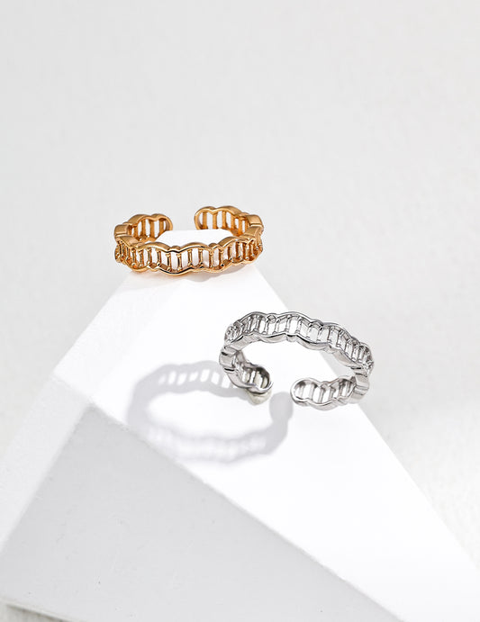 S925 Silberring – offen & verstellbar im Wellenstil