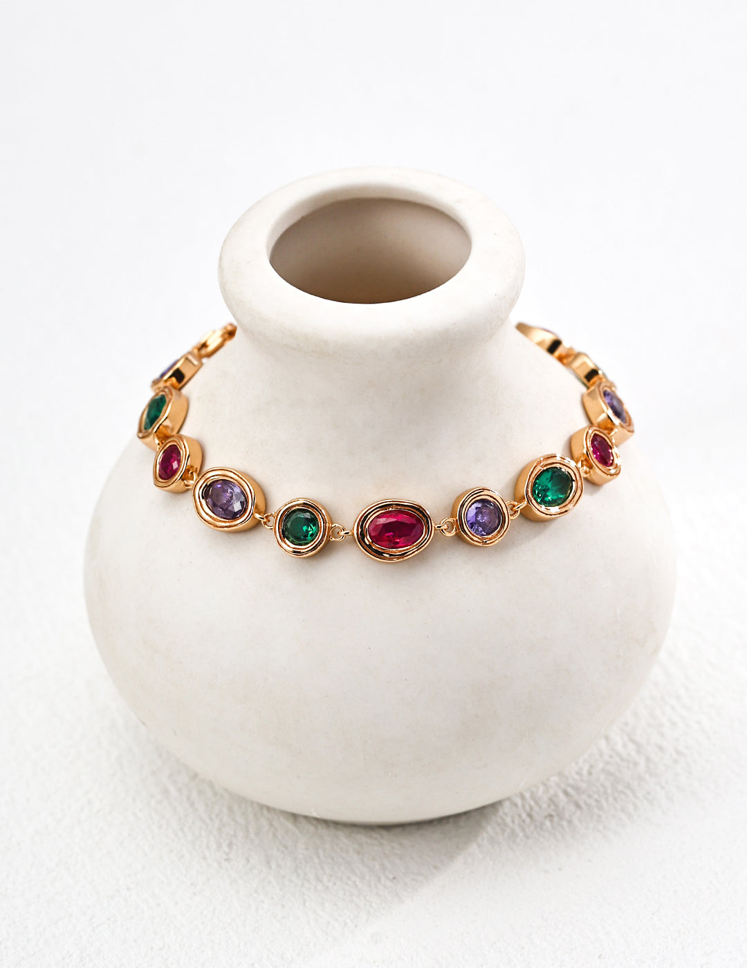S925 Vintage-Armband mit mehrfarbigen Ziersteinen