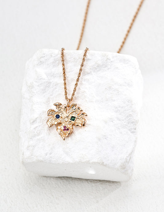 S925 Silber Kette mit Zirkonia-Blattanhänger