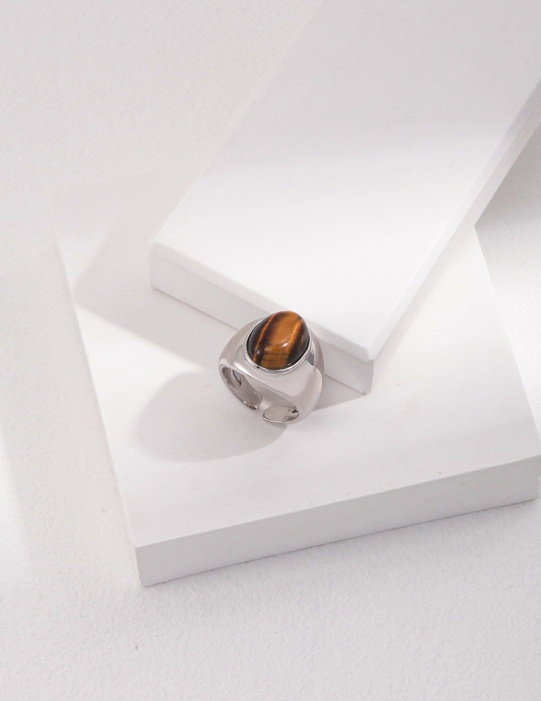 Tigerauge Natursteinring aus 925 Silber