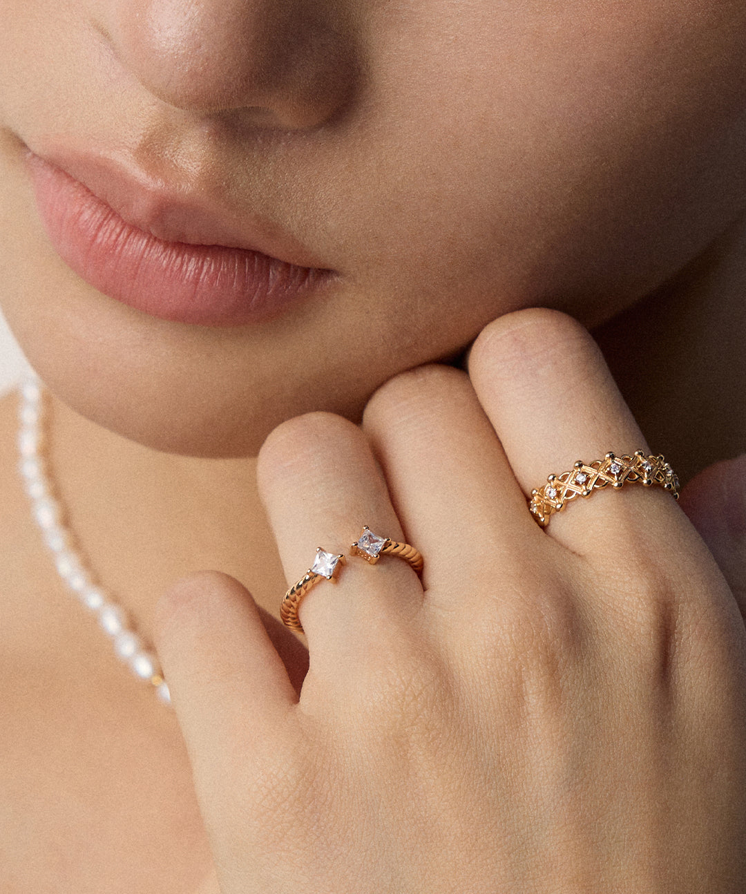 S925 Silberring mit Zirkonia – offenes Gitterdesign, verstellbar
