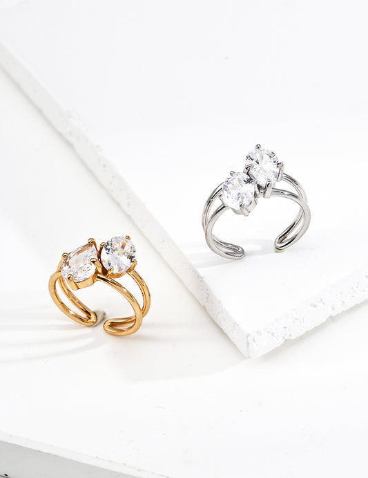 Offener Zirkonia-Ring aus 925er Silber