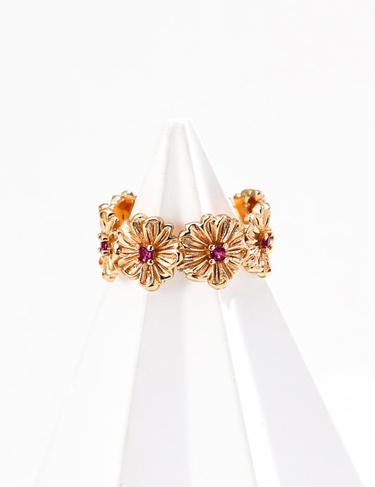 S925 Blütenring – florales Kristall-Design, offen & verstellbar