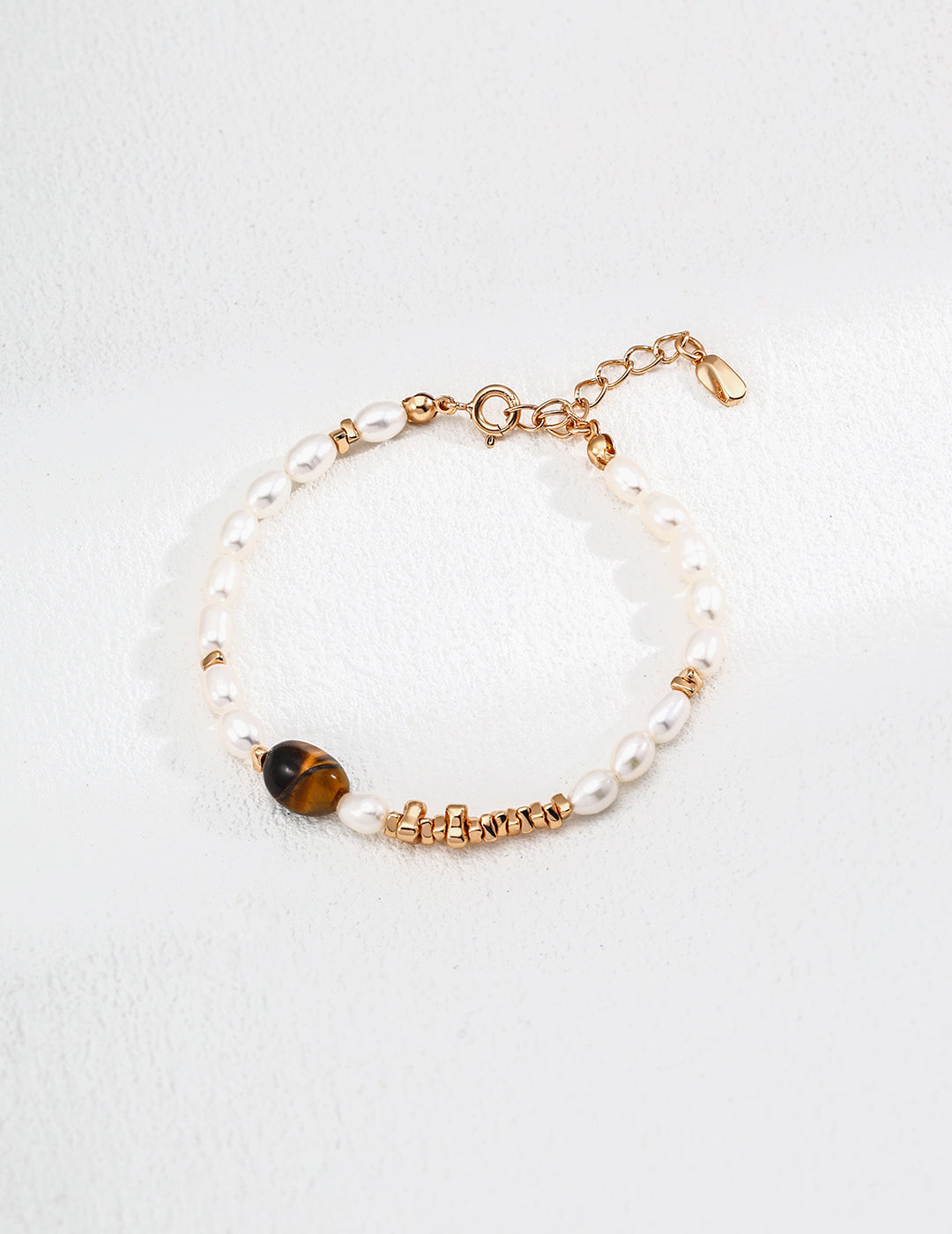 S925 Armband – Tigerauge & Süßwasserperlen