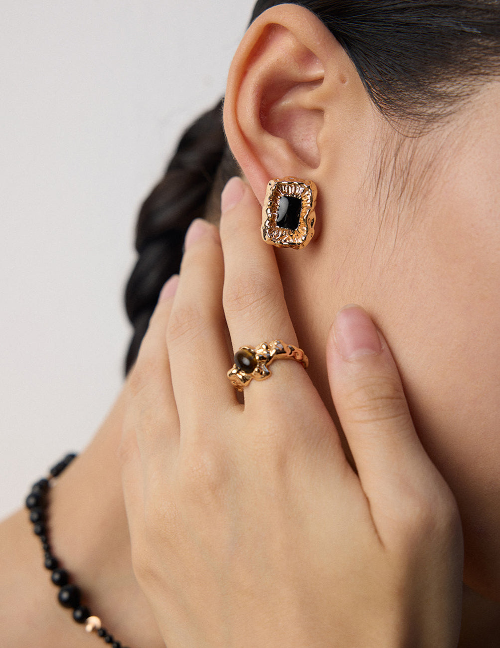 Strukturierter S925 Ring mit Tigerauge