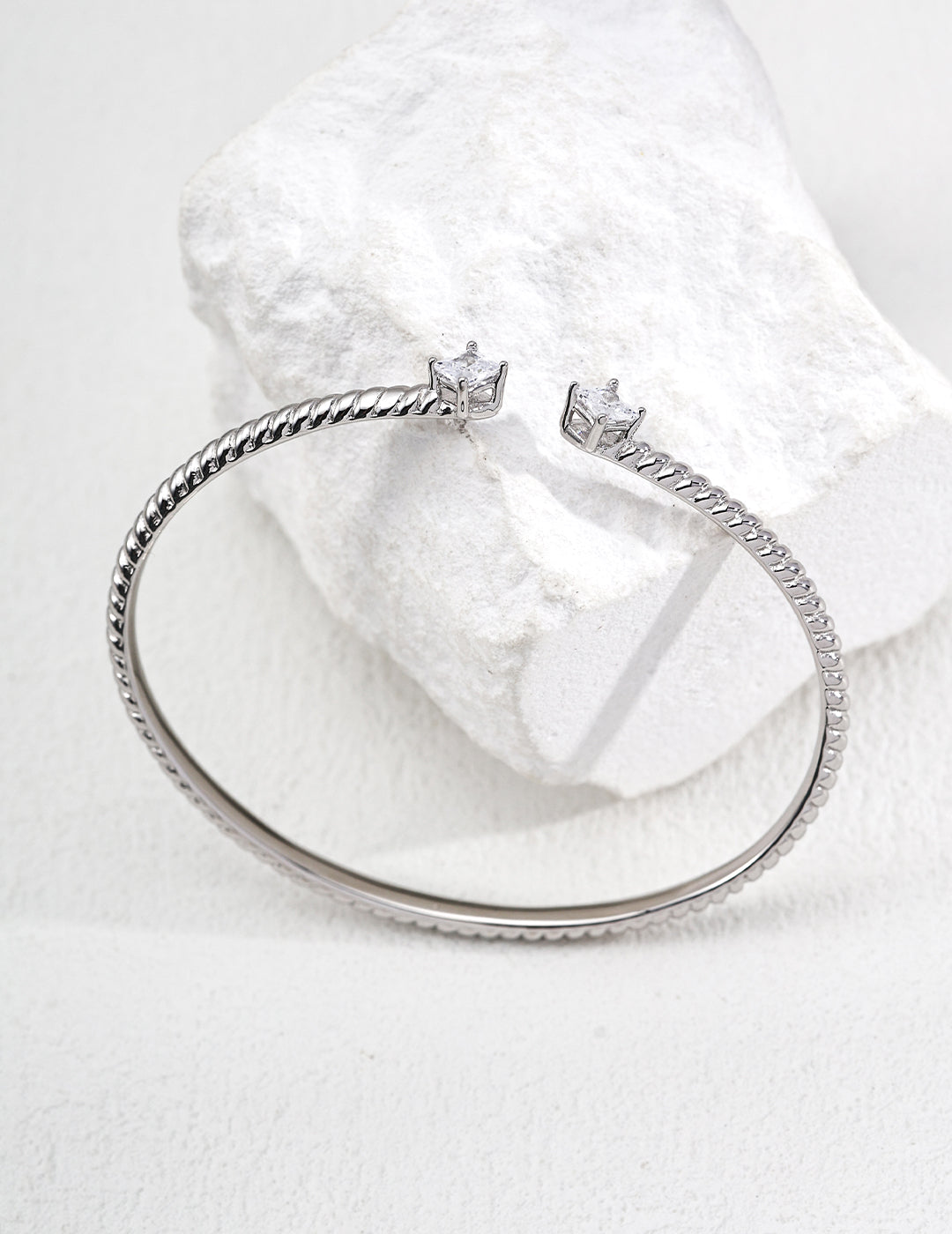S925 Schmuckset mit gedrehter Seilstruktur & Zirkonia