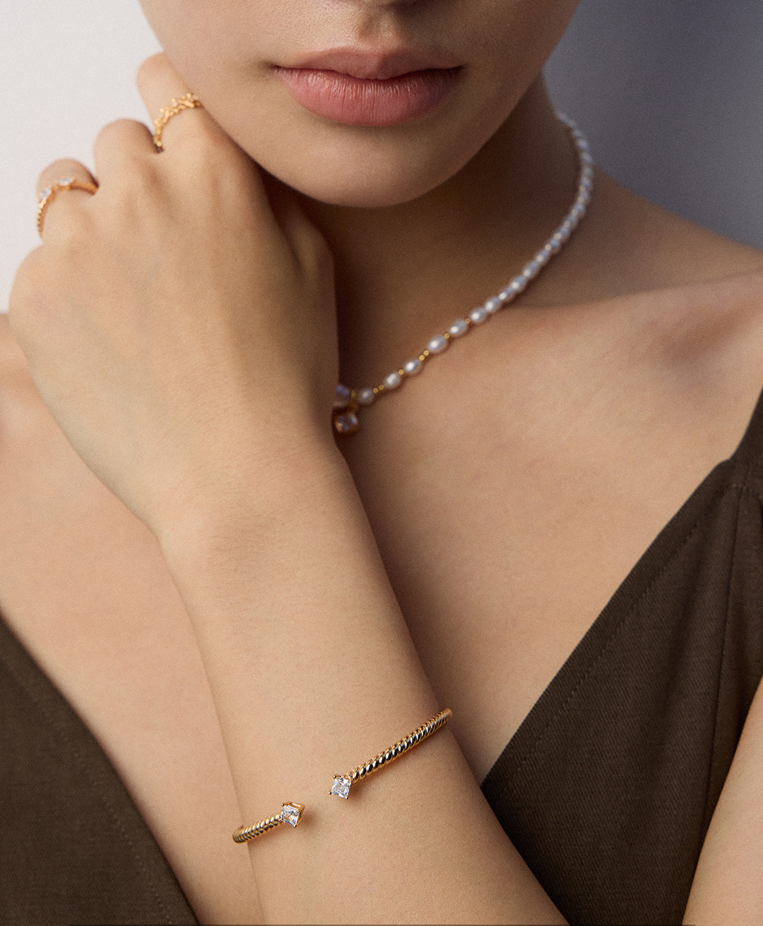 S925 Schmuckset mit gedrehter Seilstruktur & Zirkonia