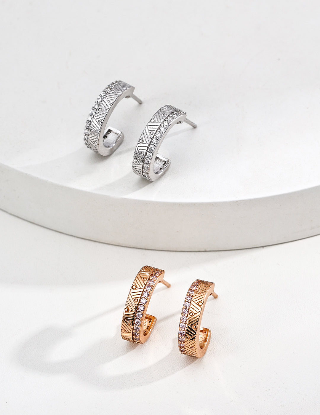 S925 Silber Vintage-Creolen mit Zirkonia