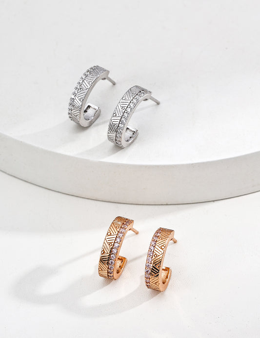 S925 Silber Vintage-Creolen mit Zirkonia