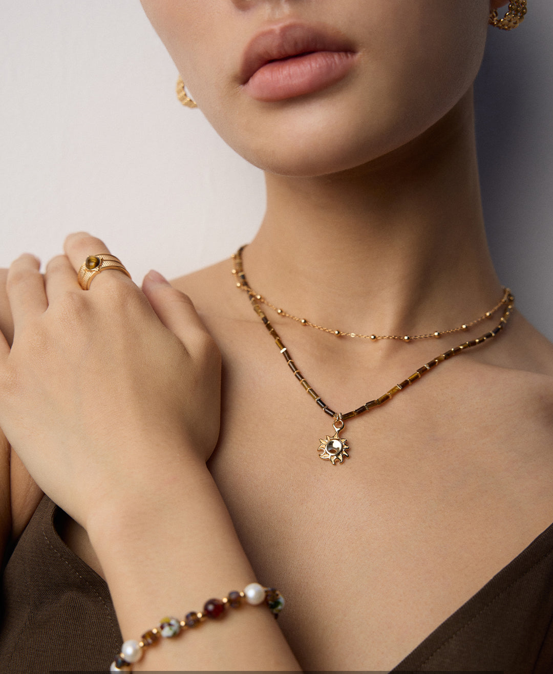 S925 Tigerauge-Ring mit Strukturband